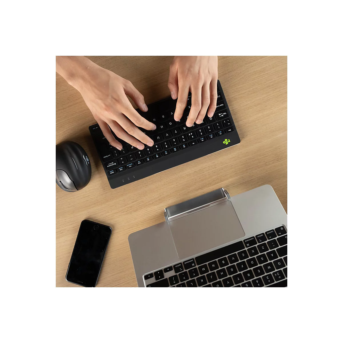 R-Go Ergonomische Tastatur Compact break - Tastatur - Multi-Device - kabellos - Bluetooth - QWERTZ