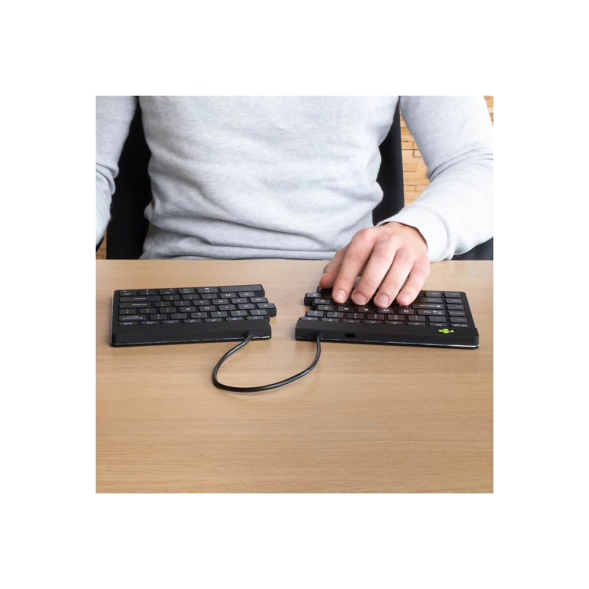 R-Go Ergonomische Tastatur Split break - Tastatur - mit integrierter Pauseanzeige - kabellos - Bluetooth 5.0 - QWERTY