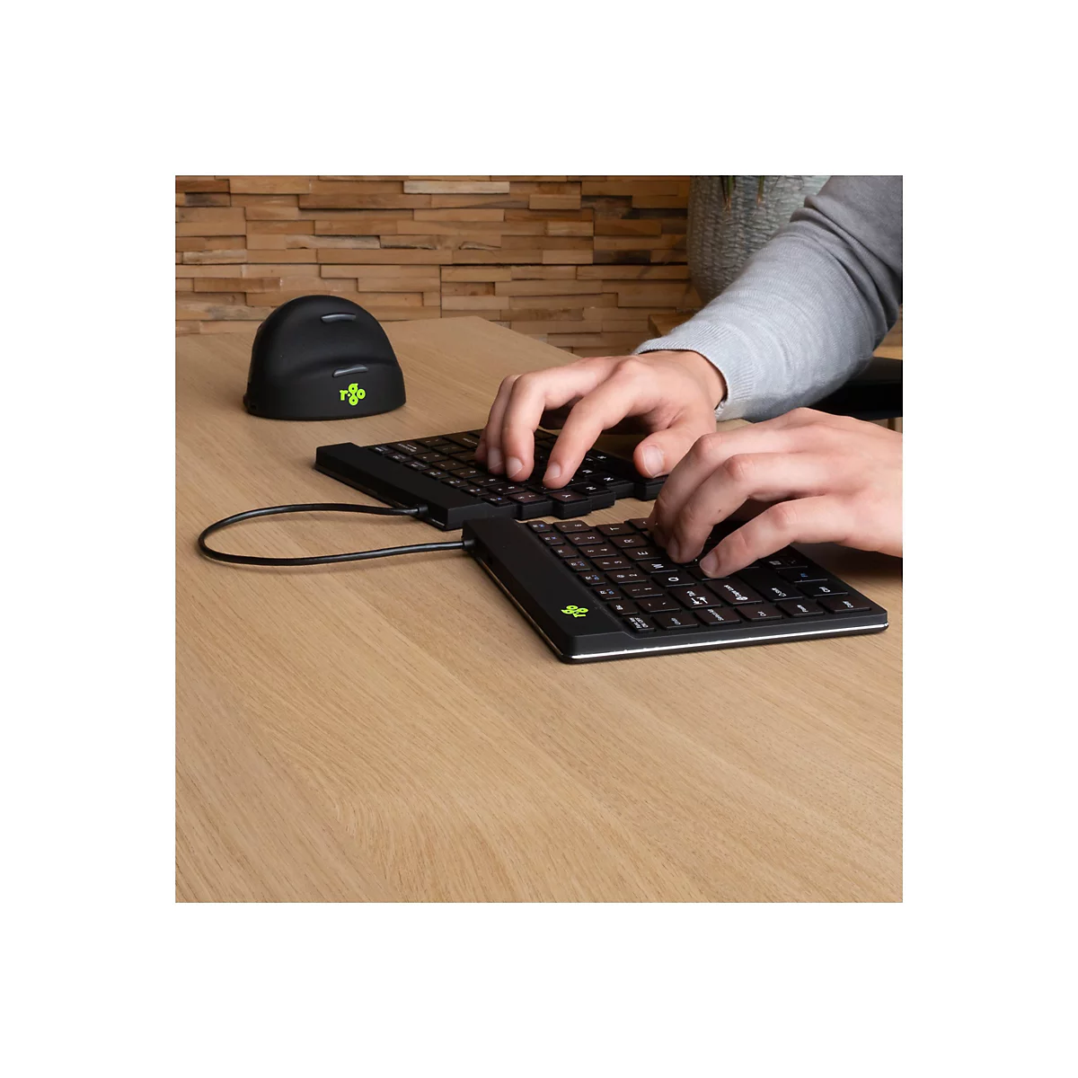 R-Go Ergonomische Tastatur Split break - Tastatur - mit integrierter Pauseanzeige - kabellos - Bluetooth 5.0 - QWERTY