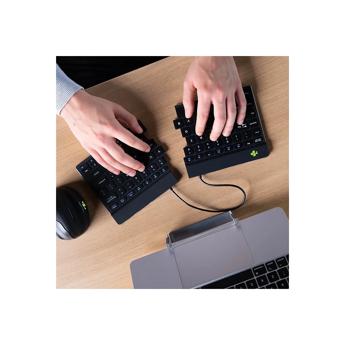 R-Go Ergonomische Tastatur Split break - Tastatur - mit integrierter Pauseanzeige - kabellos - Bluetooth 5.0 - QWERTY