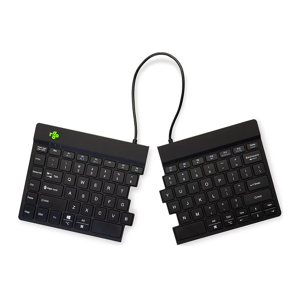 R-Go Ergonomische Tastatur Split break - Tastatur - mit integrierter Pauseanzeige - kabellos - Bluetooth 5.0 - QWERTY