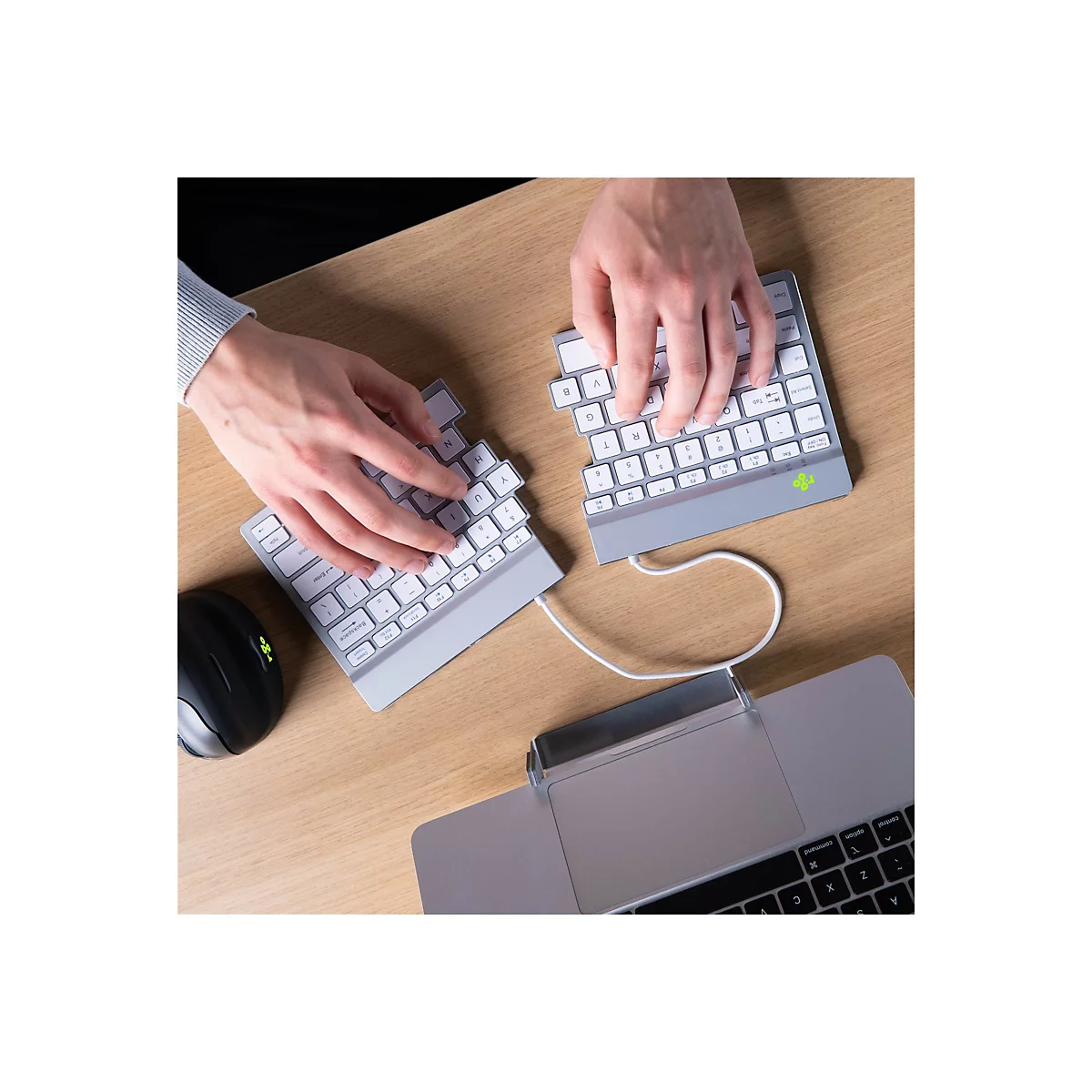 R-Go Ergonomische Tastatur Split break - Tastatur - mit integrierter Pauseanzeige - kabellos - Bluetooth 5.0 - QWERTY