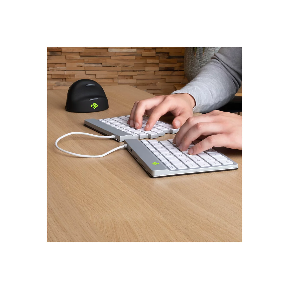 R-Go Ergonomische Tastatur Split break - Tastatur - mit integrierter Pauseanzeige - kabellos - Bluetooth 5.0 - QWERTY