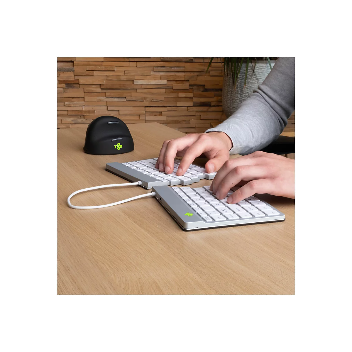 R-Go Ergonomische Tastatur Split break - Tastatur - mit integrierter Pauseanzeige - kabellos - Bluetooth 5.0 - QWERTZ