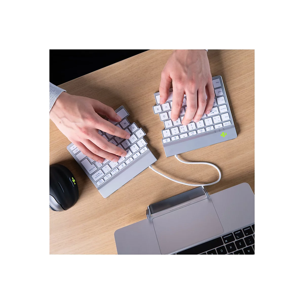 R-Go Ergonomische Tastatur Split break - Tastatur - mit integrierter Pauseanzeige - kabellos - Bluetooth 5.0 - QWERTZ