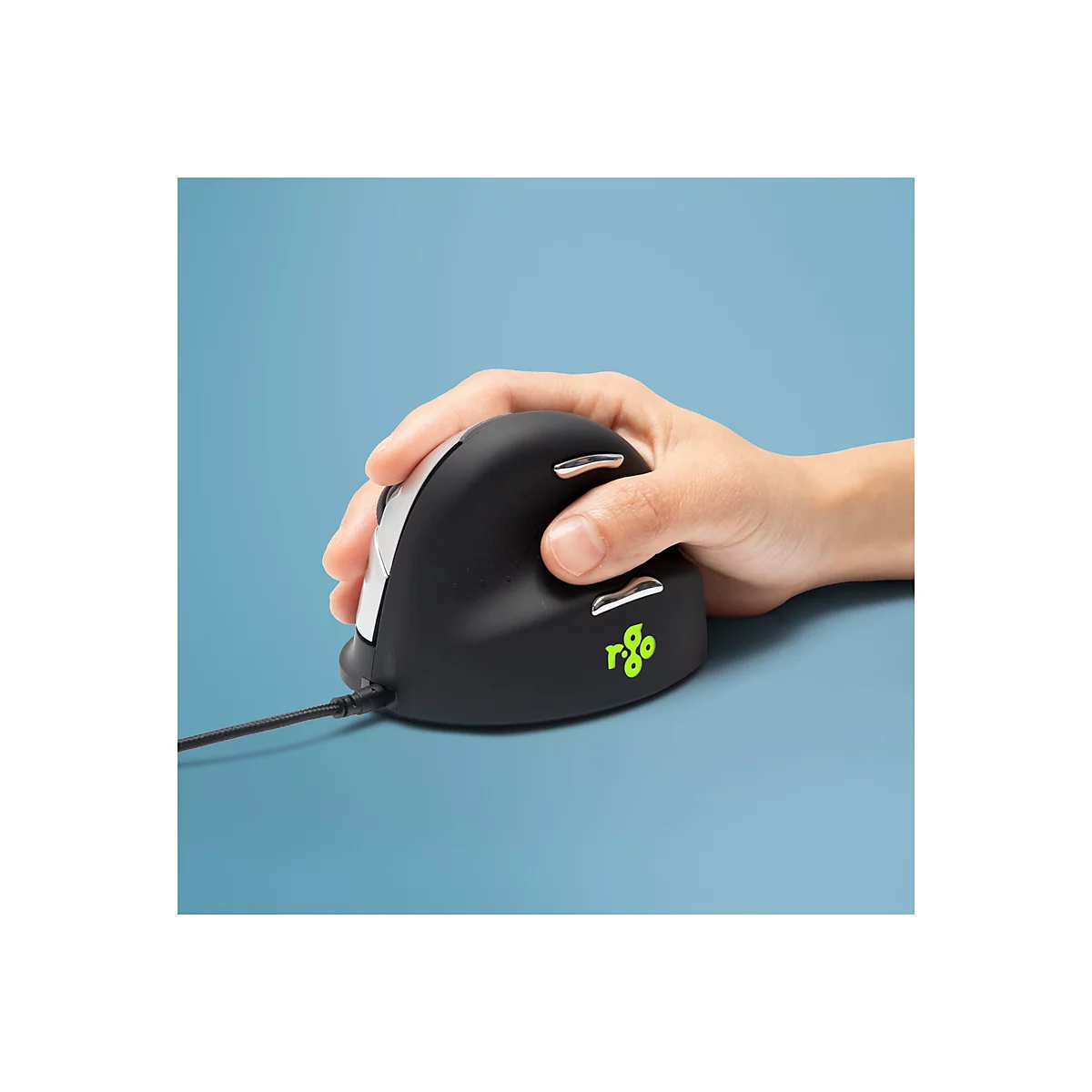 R-Go HE Mouse Ergonomische Maus, Mittel (165-195mm), rechtshändig, drahtgebundenen - Maus - USB - Schwarz/Silber