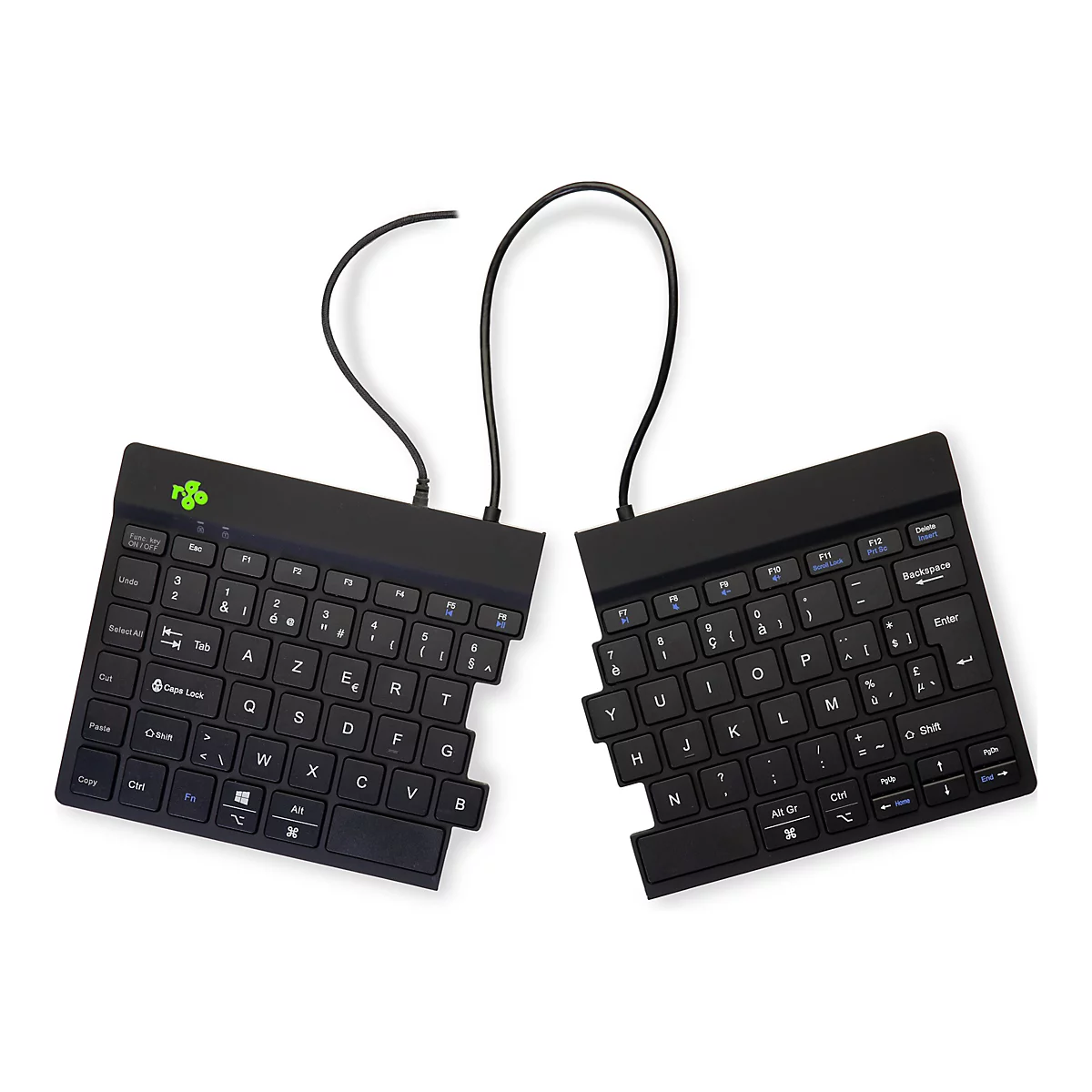 R-Go Split Clavier Ergonomique, AZERTY (BE), noir, filaire - clavier - AZERTY - Belge - noir