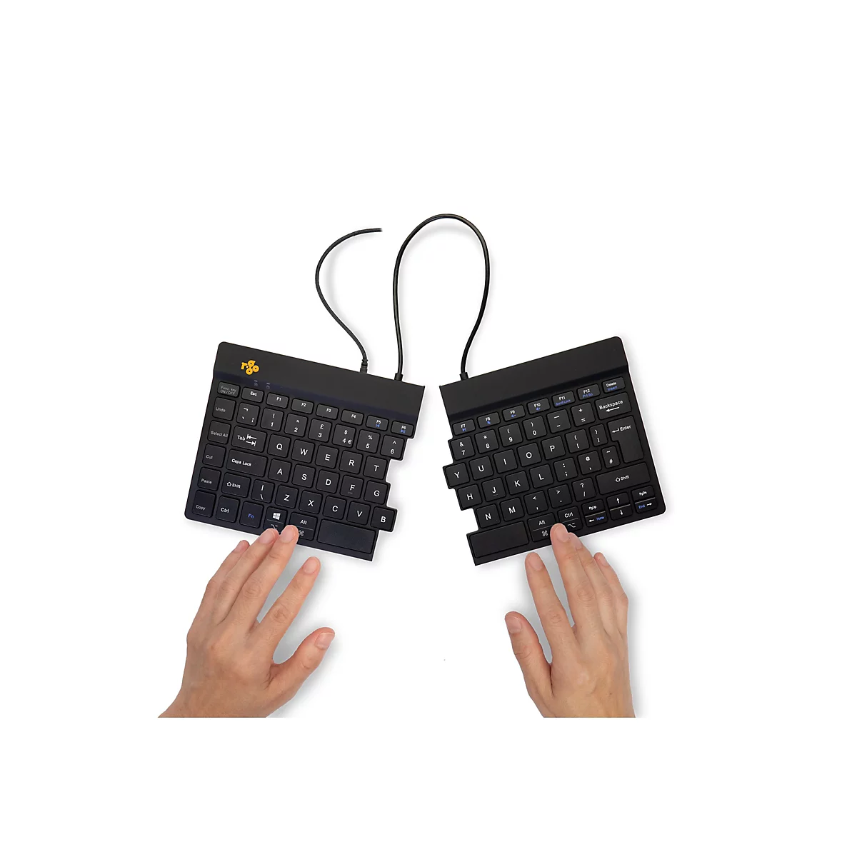 R-Go Split Ergonomische Tastatur, QWERTY (UK), schwarz, drahtgebundenen - Tastatur - QWERTY - GB - Schwarz