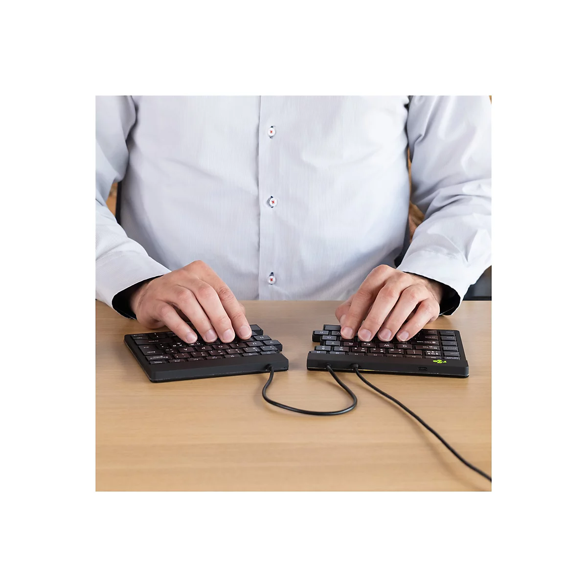 R-Go Split Ergonomische Tastatur, QWERTY (US), schwarz, drahtgebundenen - Tastatur - QWERTY - USA - Schwarz