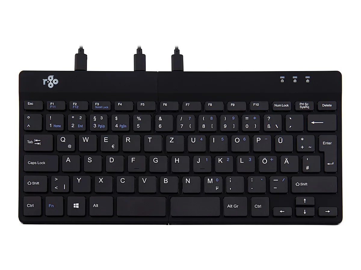 R-Go Split Ergonomische Tastatur, QWERTZ (DE), schwarz, drahtgebundenen - Tastatur - QWERTZ - Deutsch - Schwarz
