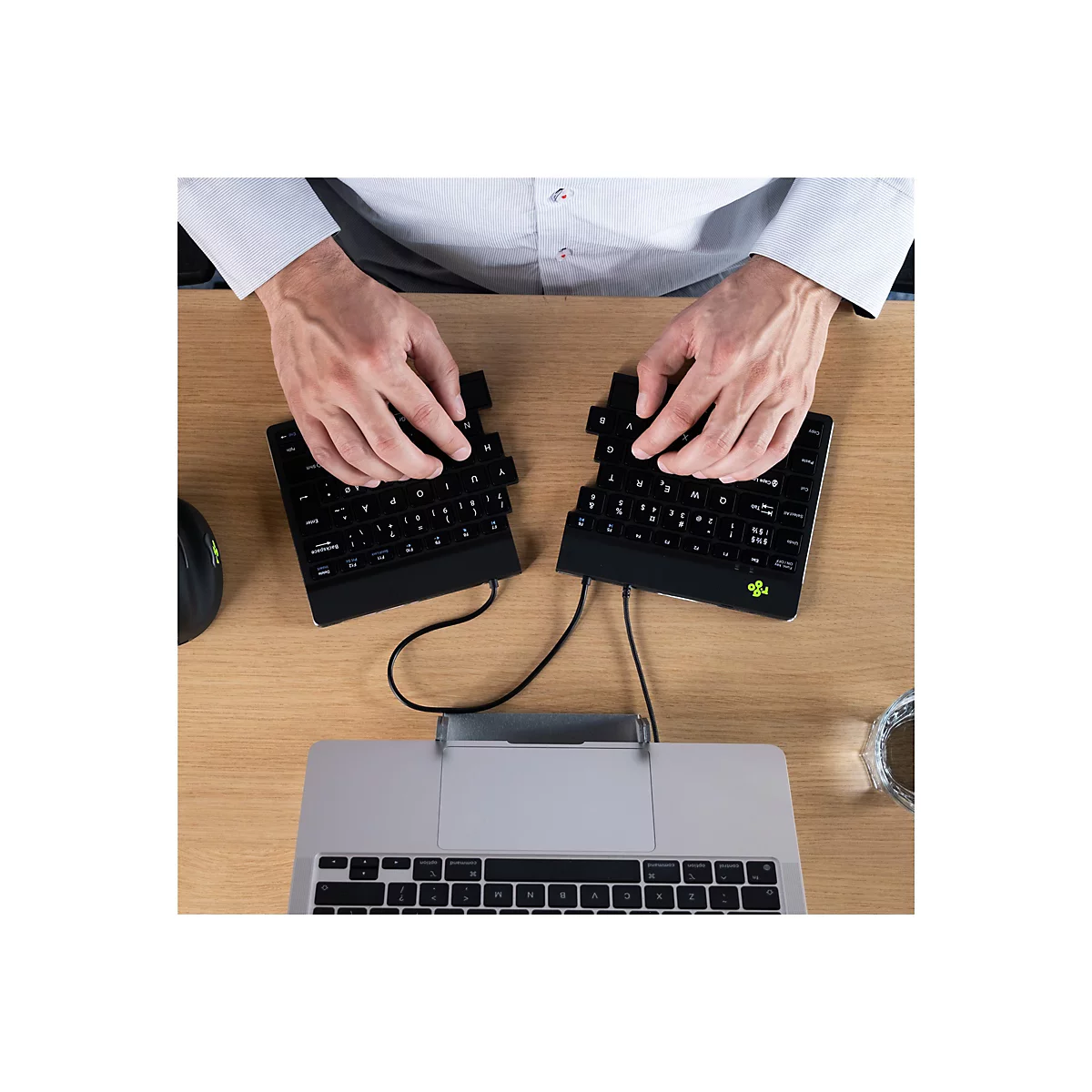 R-Go Split Ergonomische Tastatur, QWERTZ (DE), schwarz, drahtgebundenen - Tastatur - QWERTZ - Deutsch - Schwarz