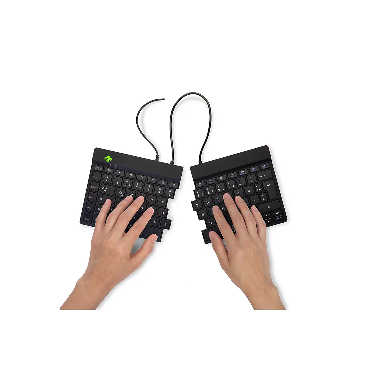R-Go Split Ergonomische Tastatur, QWERTZ (DE), schwarz, drahtgebundenen - Tastatur - QWERTZ - Deutsch - Schwarz