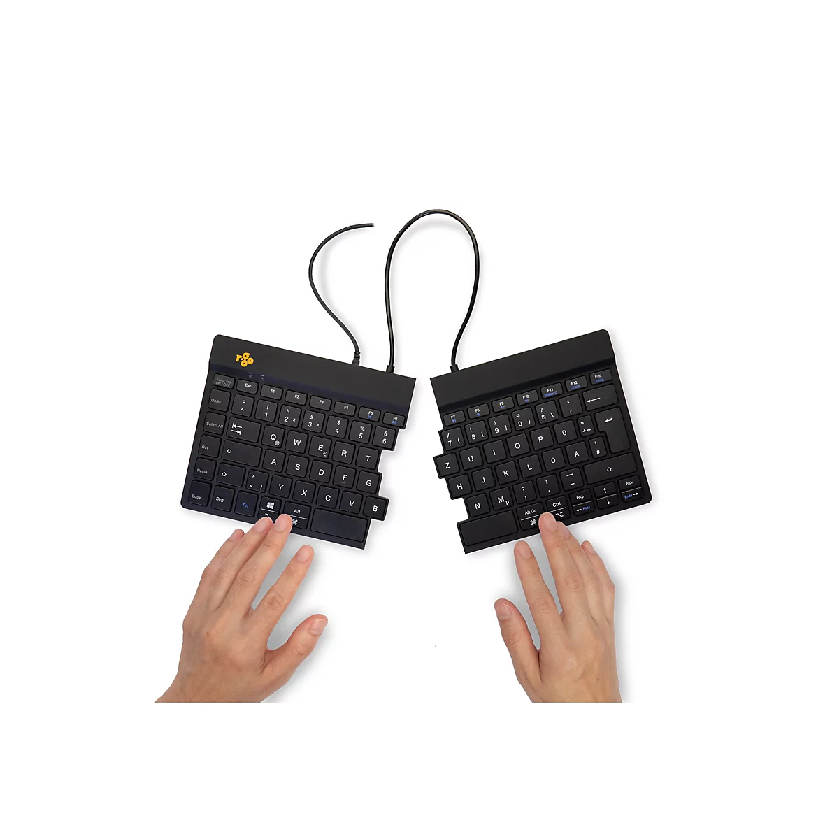 R-Go Split Ergonomische Tastatur, QWERTZ (DE), schwarz, drahtgebundenen - Tastatur - QWERTZ - Deutsch - Schwarz
