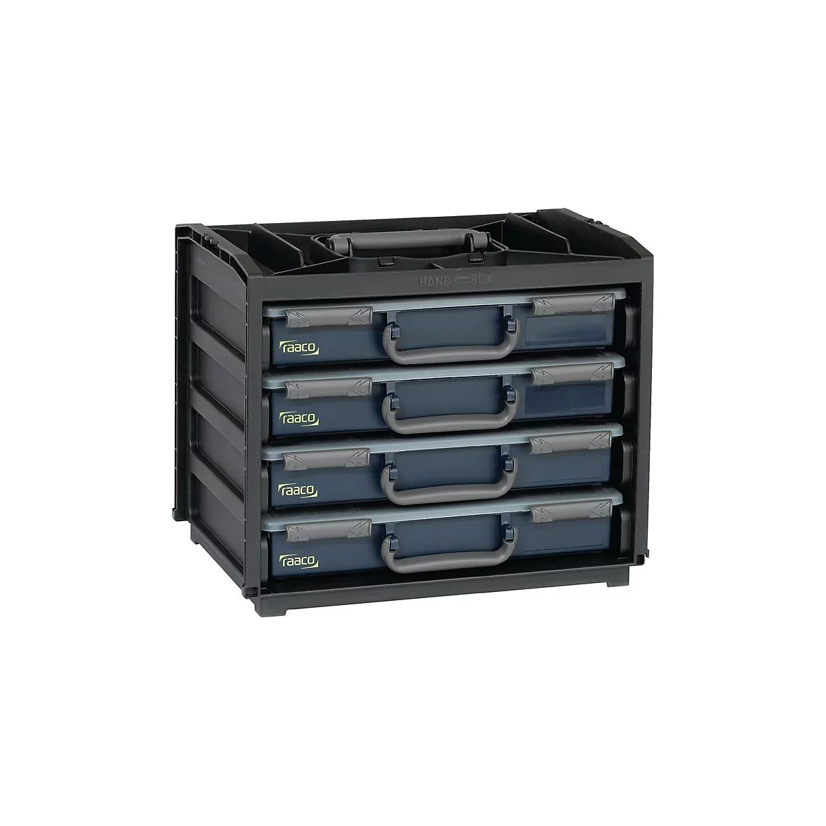 RAACO assortimentsdooskluis, B 376 x D 310 x H 265 mm, 4 vakken, polypropeen, incl. assortimentsdozen