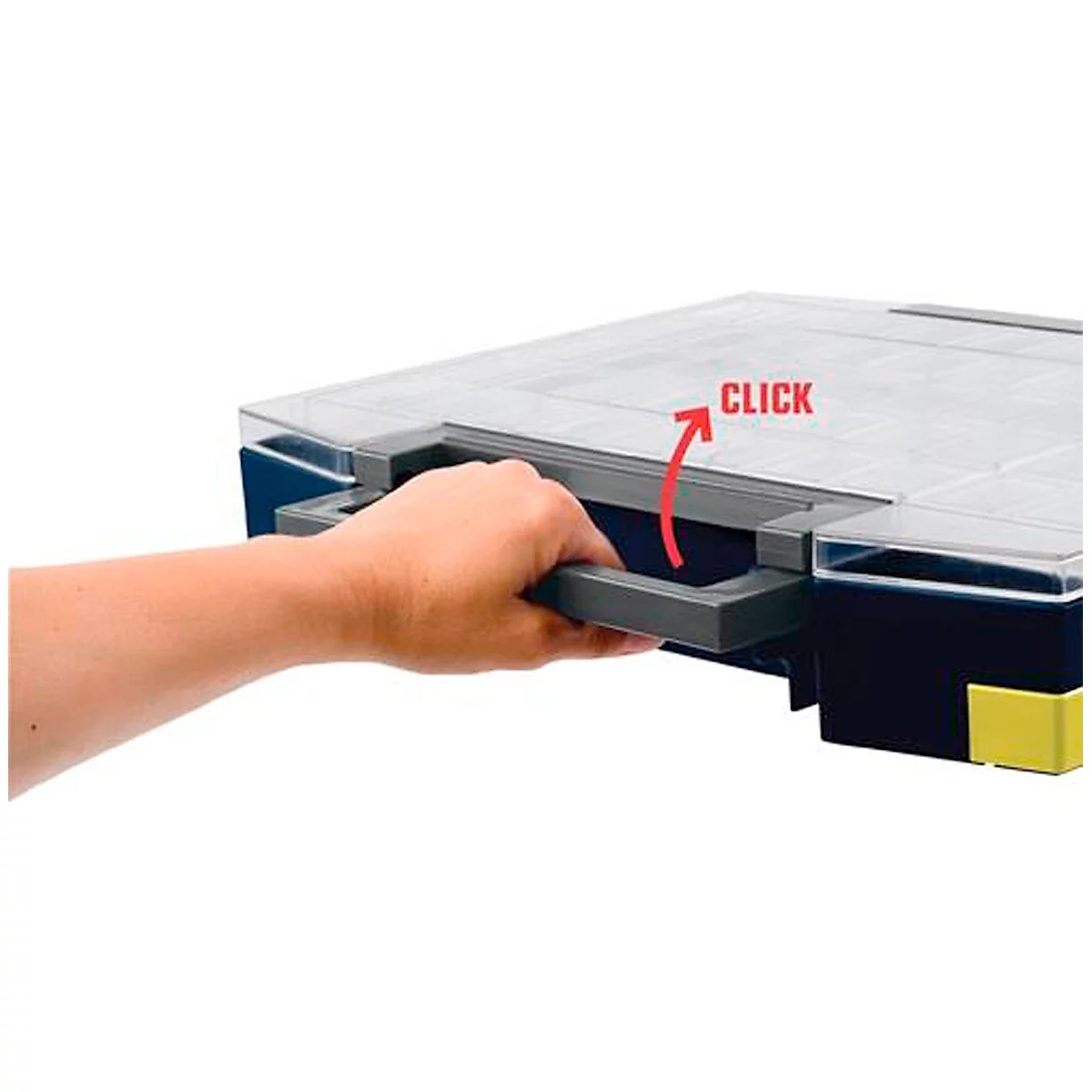 Raaco Sortimentskoffer Boxxser 55 4x4-9, mit 9 Einsätzen, B 241 x T 225 x H 55 mm, aus Polycarbonat/Polypropylen, transparent/blau