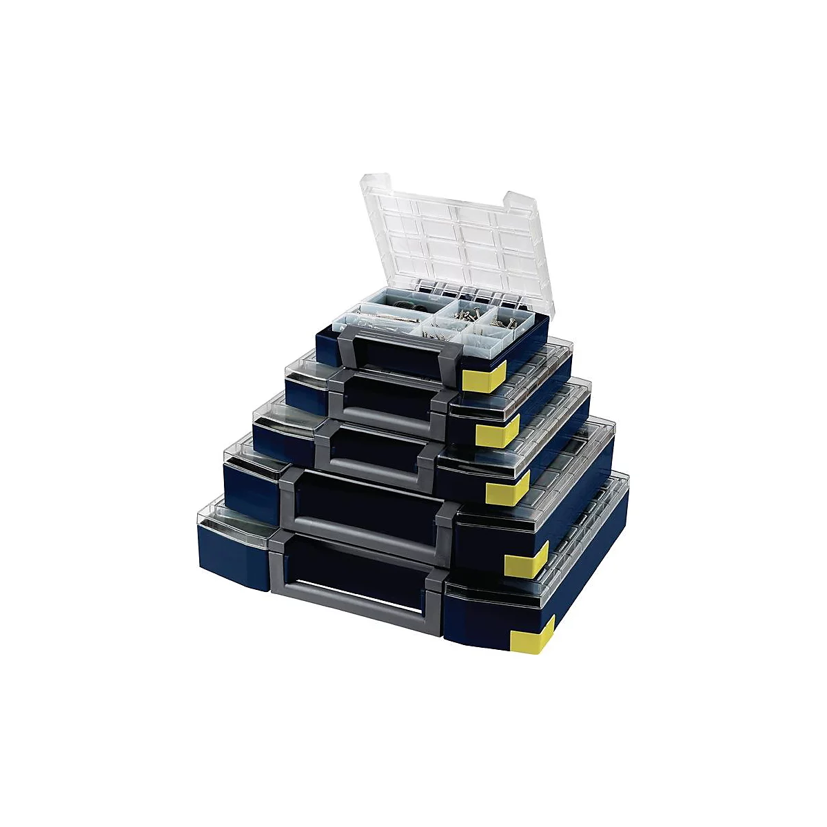 RAACO Sortimentskoffer Boxxser, B 421 x T 361 x H 55 mm, 25 Fächer, Profilraster, Polypropylen