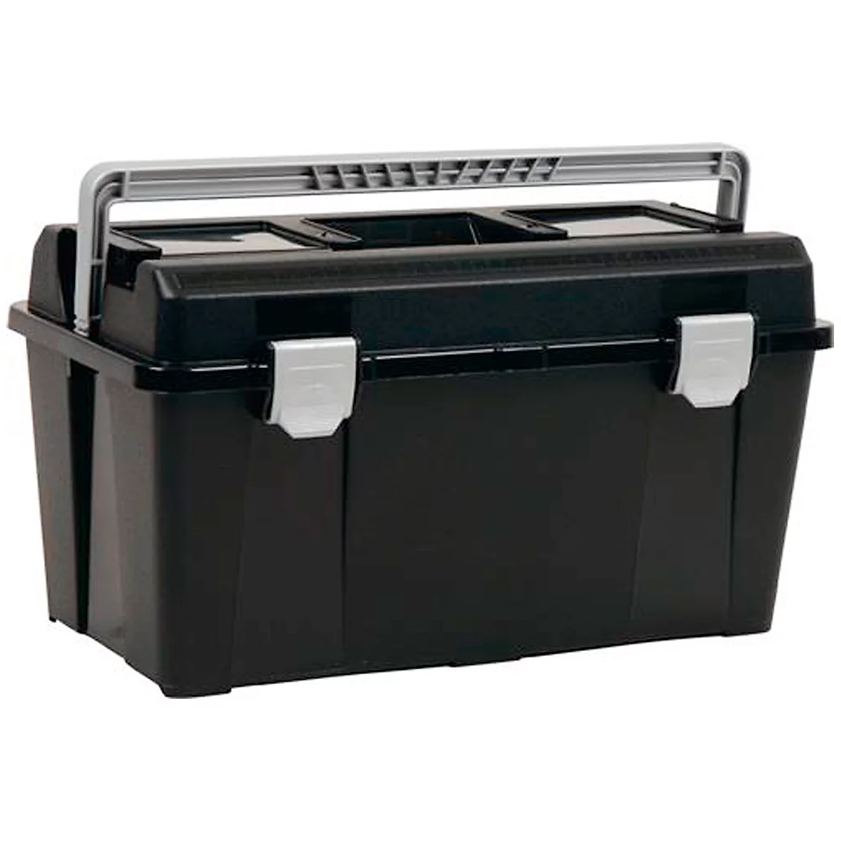 Raaco Werkzeugkoffer Toolbox 33-34, mit Träger und Kleinteile-Sortimentsbox, B 480 x T 255 x H 258 mm, aus Polypropylen, schwarz