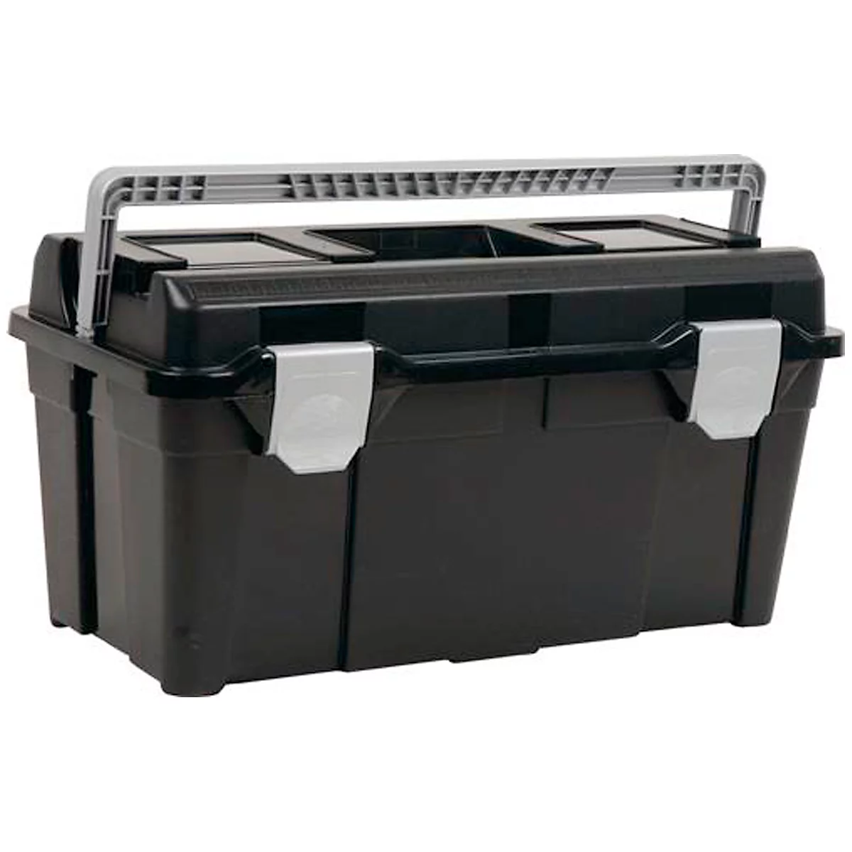 Raaco Werkzeugkoffer Toolbox 35-50, mit Träger und Kleinteile-Sortimentsbox, B 580 x T 290 x H 285 mm, aus Polypropylen, schwarz
