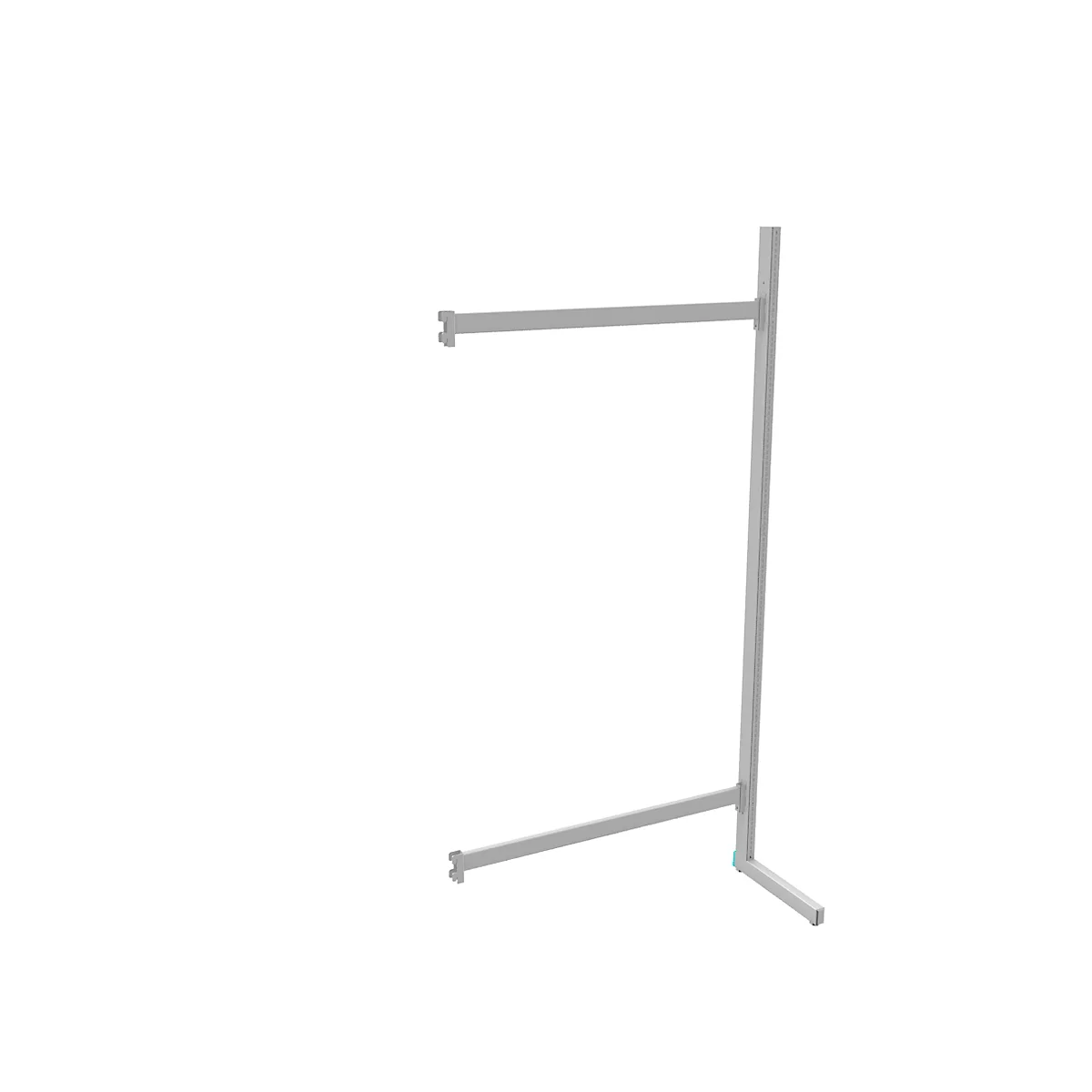 Gray clothes rack against a white background.