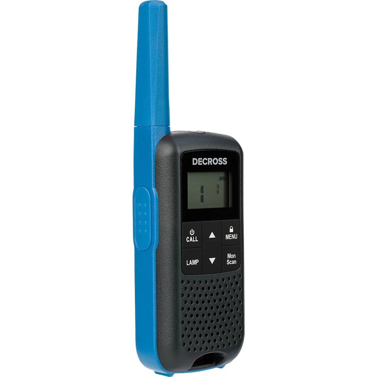 Radio DECROSS DC63, Twin EU, tot 8 km, geïntegreerde zaklamp, 16 kanalen, blauw