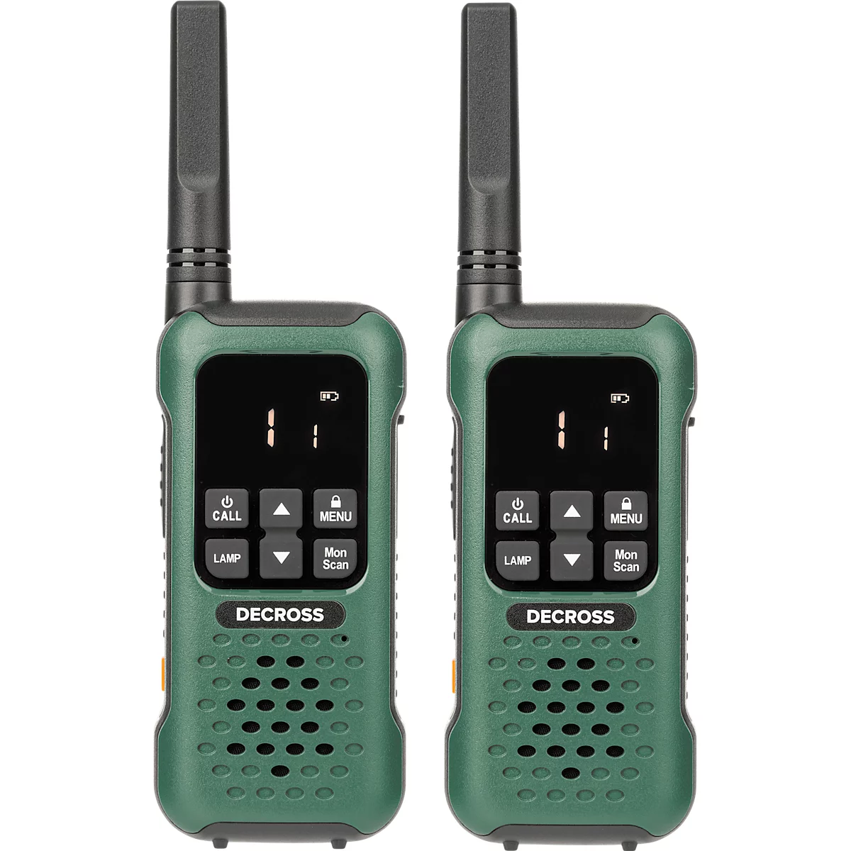 Radio DECROSS DC93, Twin EU, 16 kanalen, tot 10 km, geïntegreerde zaklamp, IP67, donkergroen