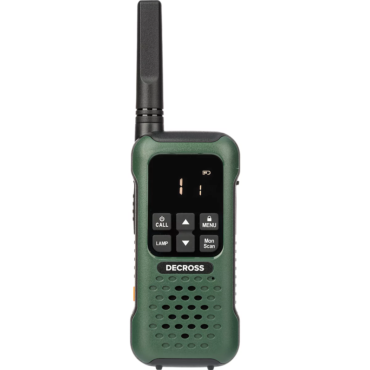 Radio DECROSS DC93, Twin EU, 16 kanalen, tot 10 km, geïntegreerde zaklamp, IP67, donkergroen