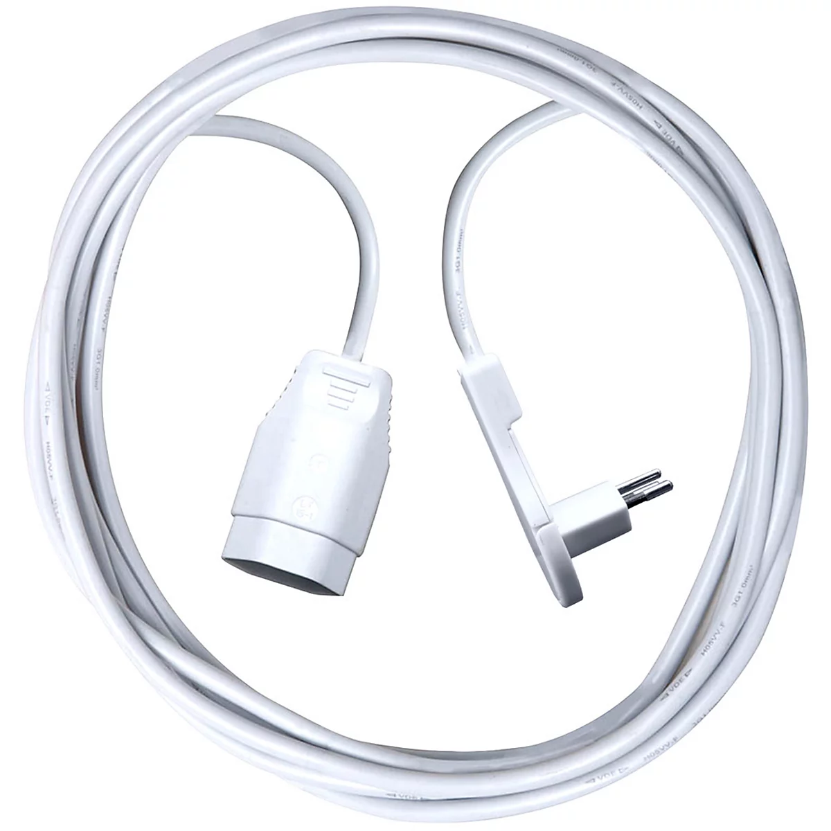 Rallonge brennenstuhl® type H05VV-F 3G1,0, avec fiche plate coudée, IP20, longueur 1 m, plastique, blanc