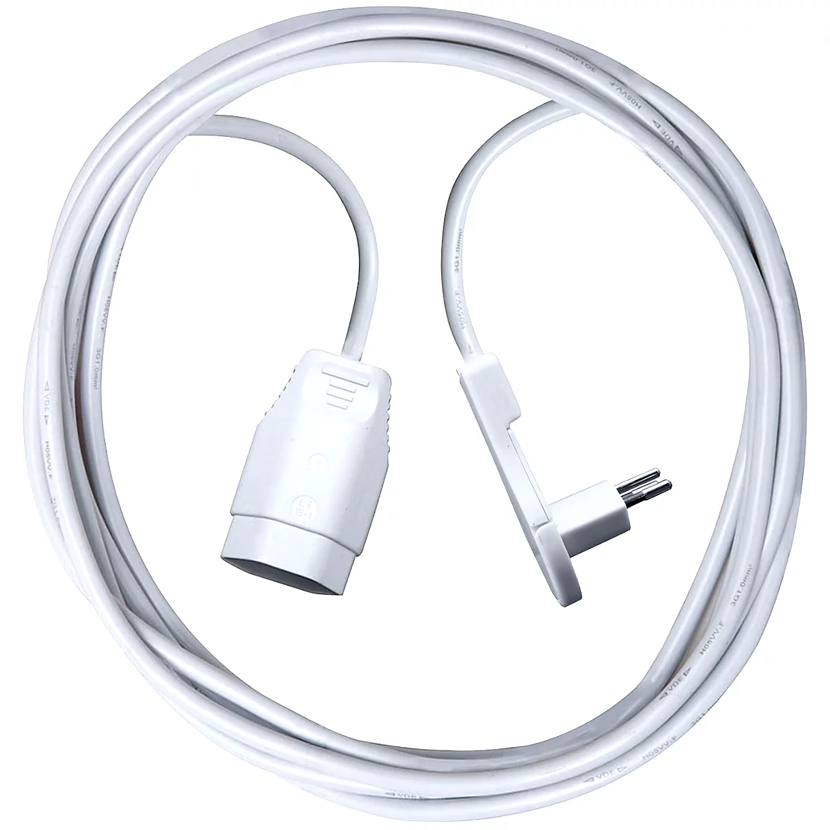 Rallonge brennenstuhl® type H05VV-F 3G1,0, avec fiche plate coudée, IP20, longueur 5 m, plastique, blanc