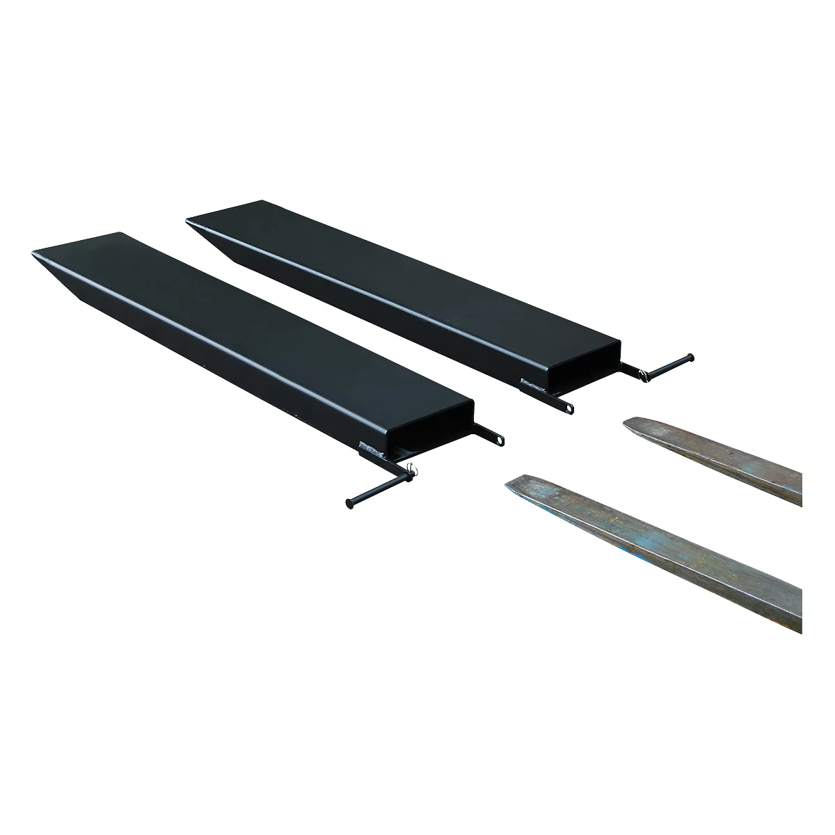 Rallonge de fourche pour machines de manutention, version ouverte, L 1600 x l. 150 x 50 mm, noir