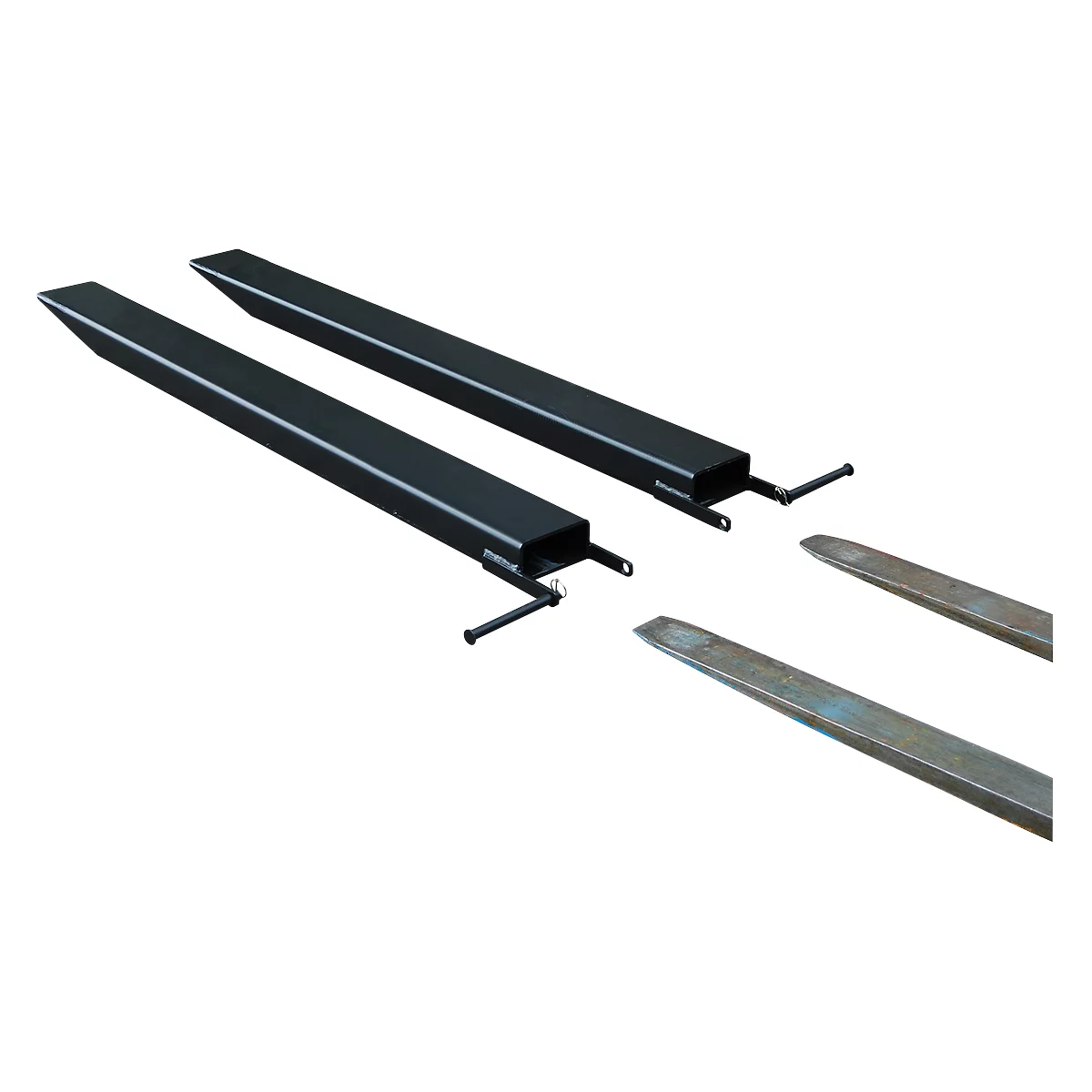 Rallonge de fourche pour machines de manutention, version ouverte, L 1600 x l. 80 x 40 mm, noir
