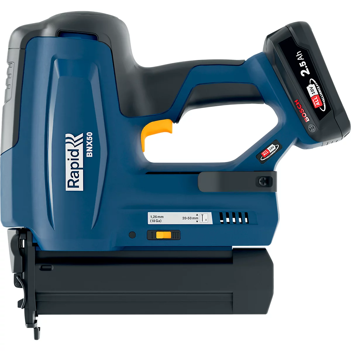 Rapid accuspijkerapparaat BNX50, LED-werklamp, enkelvoudige of contactactivering, nageldiepteregeling, incl. Bosch accu