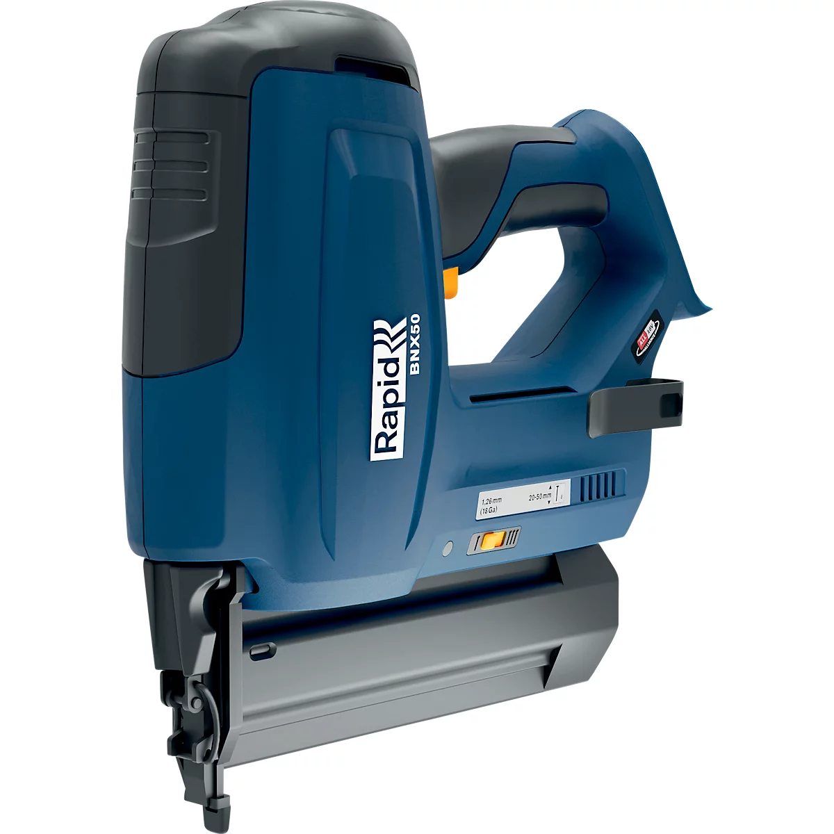 Rapid BNX50 Akku-Nagler, LED-Arbeitsleuchte, Einzel- oder Kontaktauslösung, Nageltiefenregulierung, ohne Akku