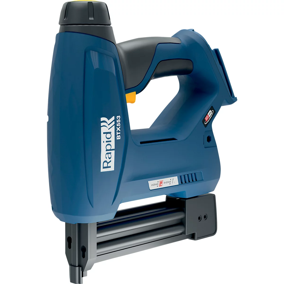 Rapid BTX553 snoerloze tacker, LCD-display, LED-werklamp vooraan, 6-traps aandrijfkracht, zonder oplaadbare batterij