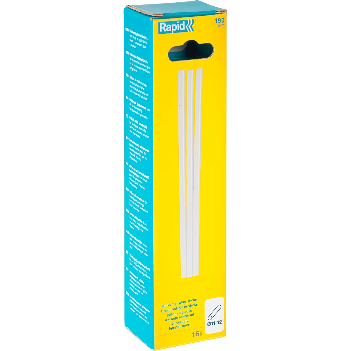 Rapid Klebesticks Universal, 12 x 190 mm, transparent, lösemittelfrei, 16 Stück