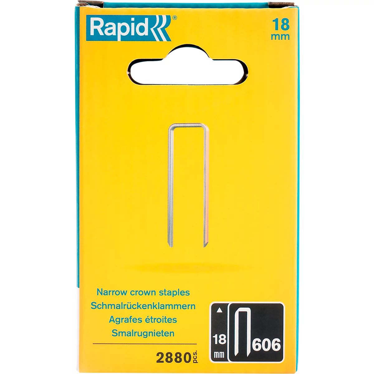 Rapid nieten met smalle rug type 606, pootlengte 18 mm, precisiegesneden, gegalvaniseerd, 2880 stuks