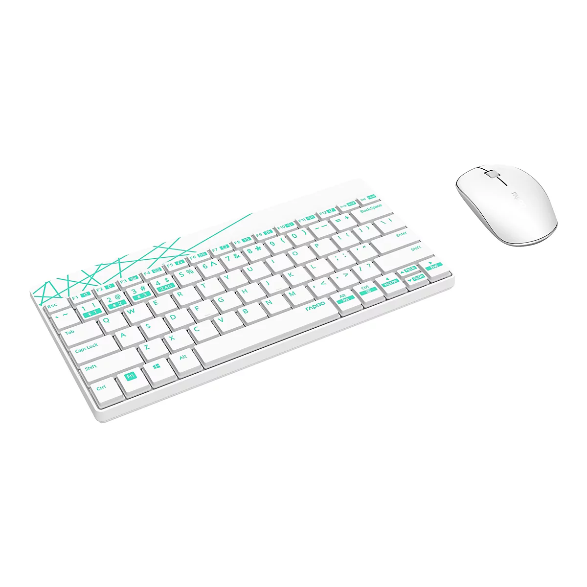 Rapoo 8000M - Tastatur-und-Maus-Set - kabellos - 2.4 GHz, Bluetooth 4.0, Bluetooth 3.0 - Deutsch - weiß, grün
