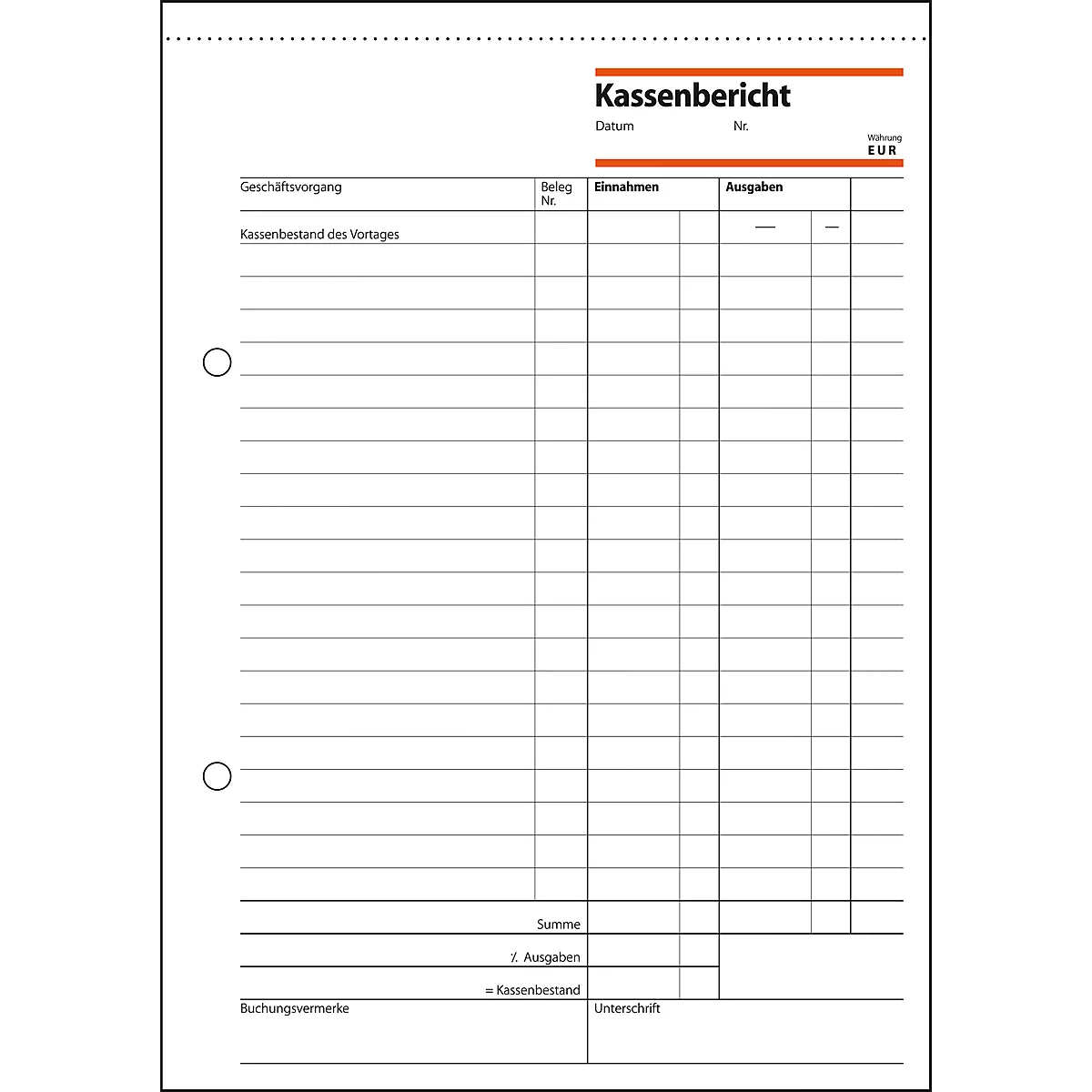 Rapport des comptes KA518 Sigel, avec bilan, format A5 portrait, 50 feuilles