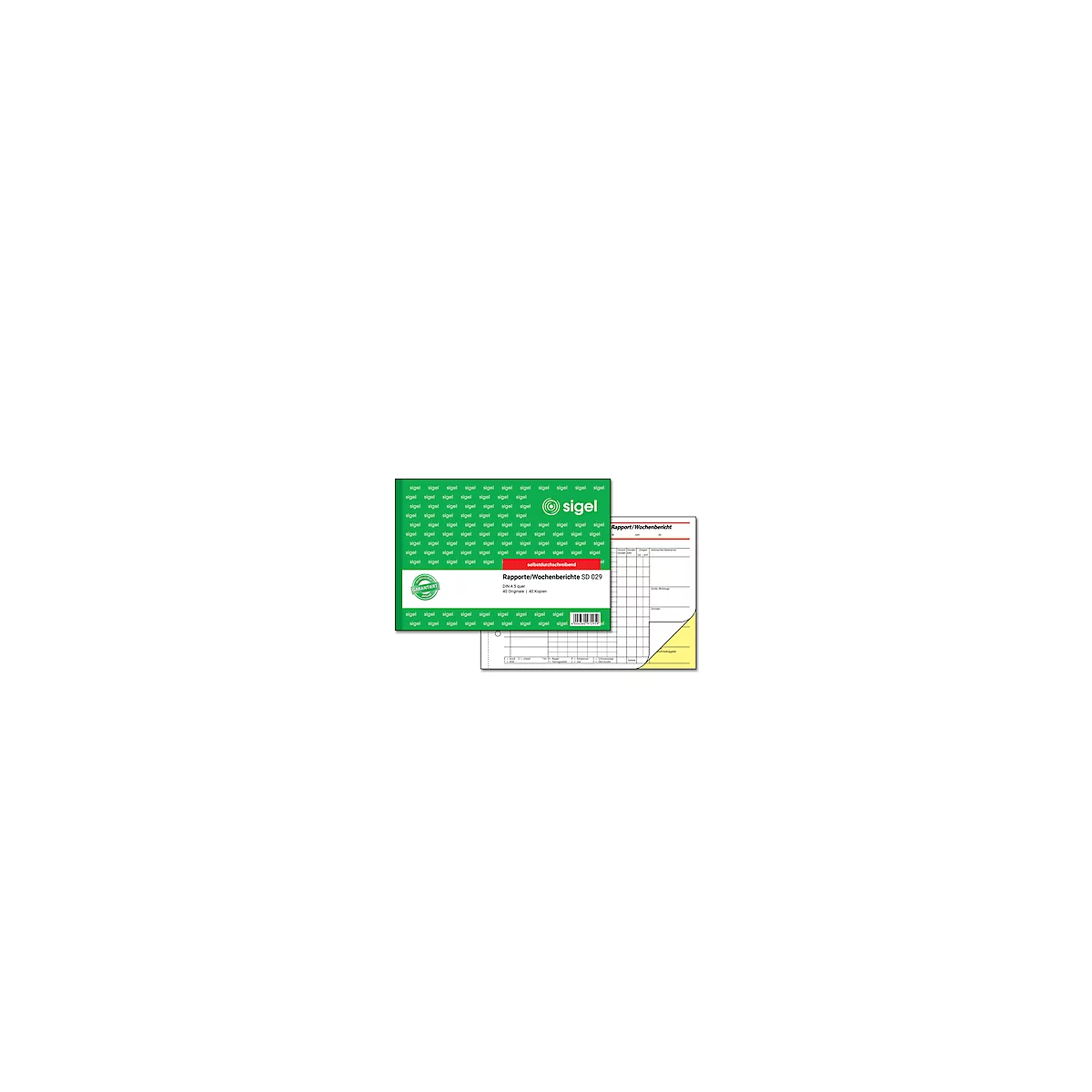 Rapport/Wochenbericht Sigel SD029, selbstdurchschreibend, DIN A5 quer, 2 x 40 Blatt