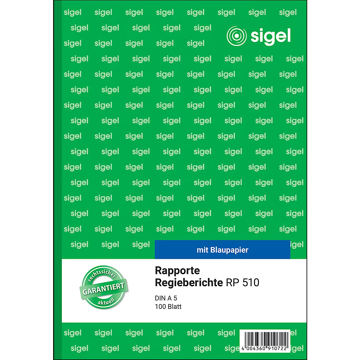 Rapports/comptes rendus RP510 sigel®, format A5 portrait, 100 feuilles