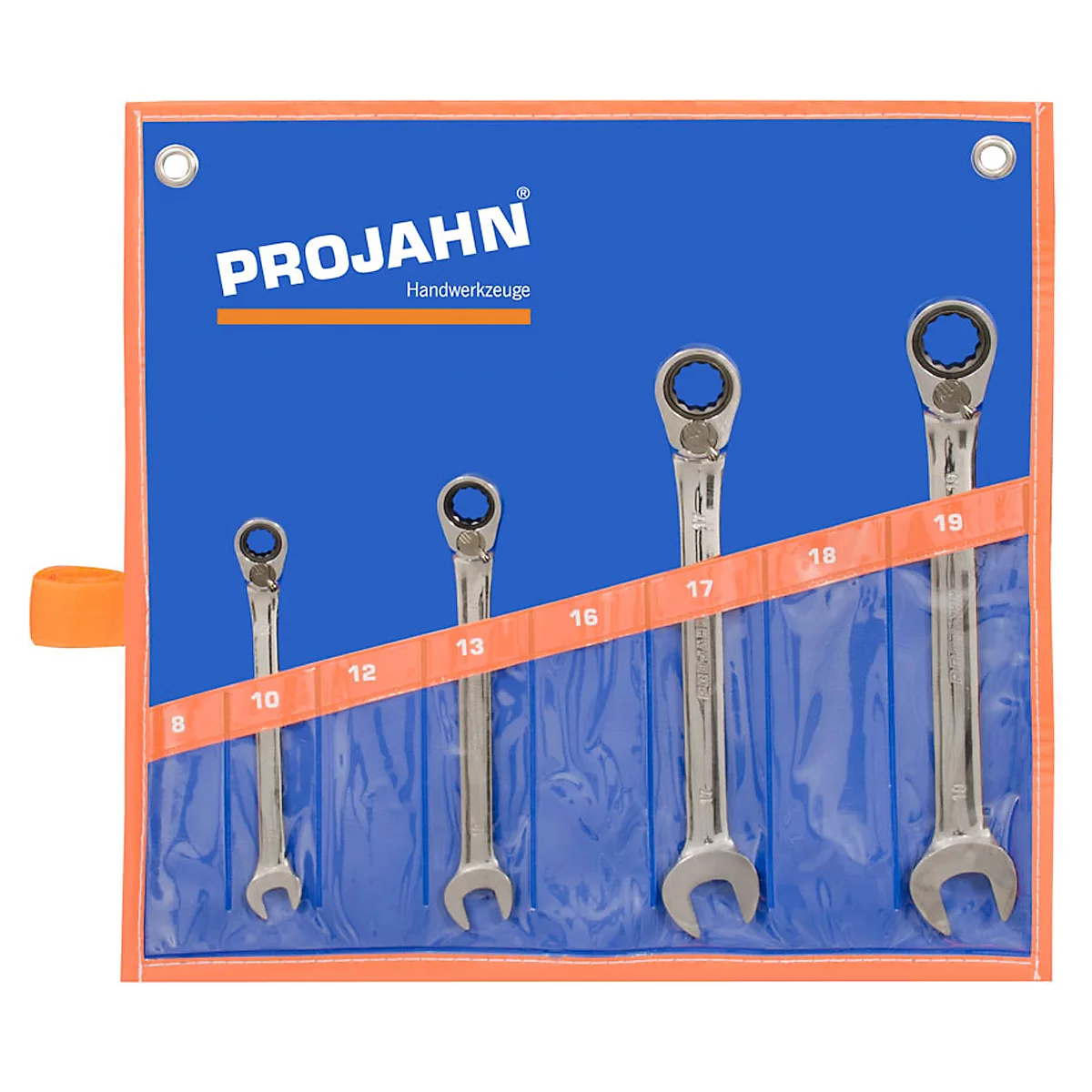 Ratelsleutel-set Projahn GearTech, 4-delig, metrisch 10/13/17/19 mm, omschakelbaar, 72 tanden, in foedraal