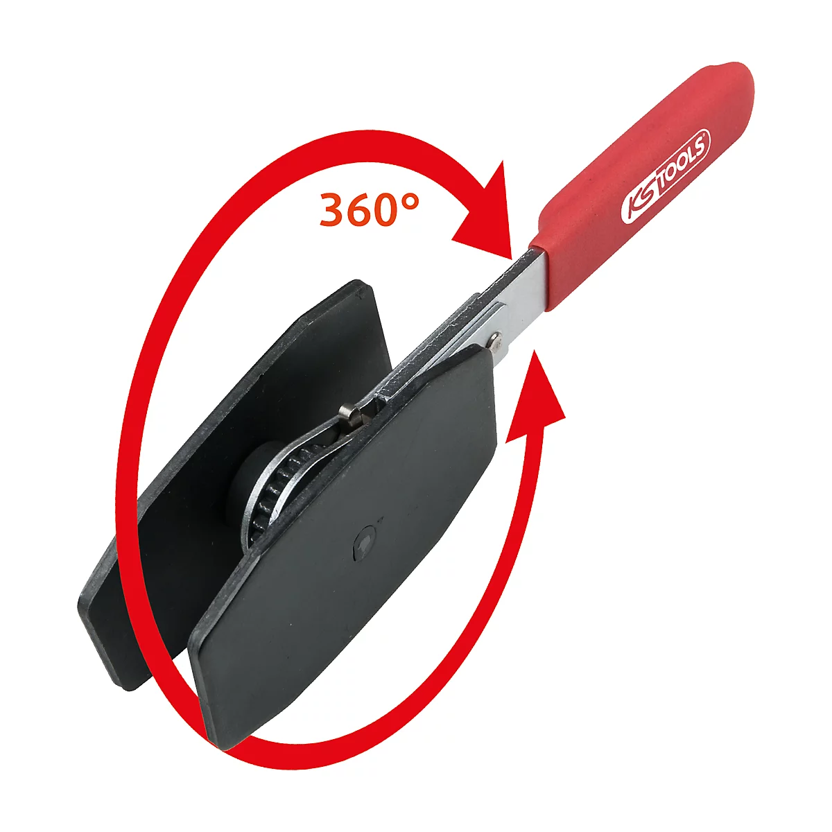 Werkzeug zum Zurückdrücken von Bremssätteln mit rotem Griff und dem Schriftzug KS TOOLS.