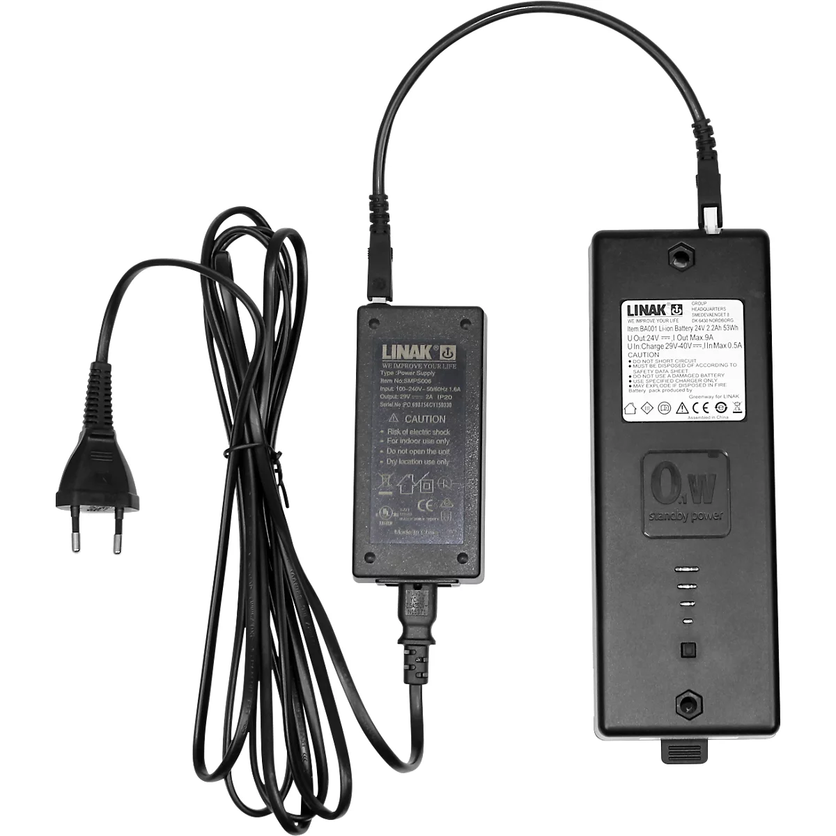 Rau accubox voor in hoogte verstelbare werktafels Adlatus 150/300/600, met accu-alarm &amp; LED-display, 2,2 Ah/53 Wh, B 200 x D 70 x H 40 mm