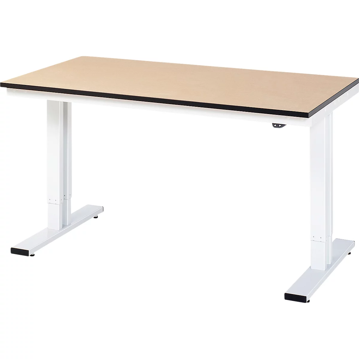 Rau Adlatus werkbank, elektrisch in hoogte verstelbaar, 22 mm MDF-plaat, tot 300 kg, B 1500 x D 800 x H 720-1120 mm, bruin/lichtgrijs
