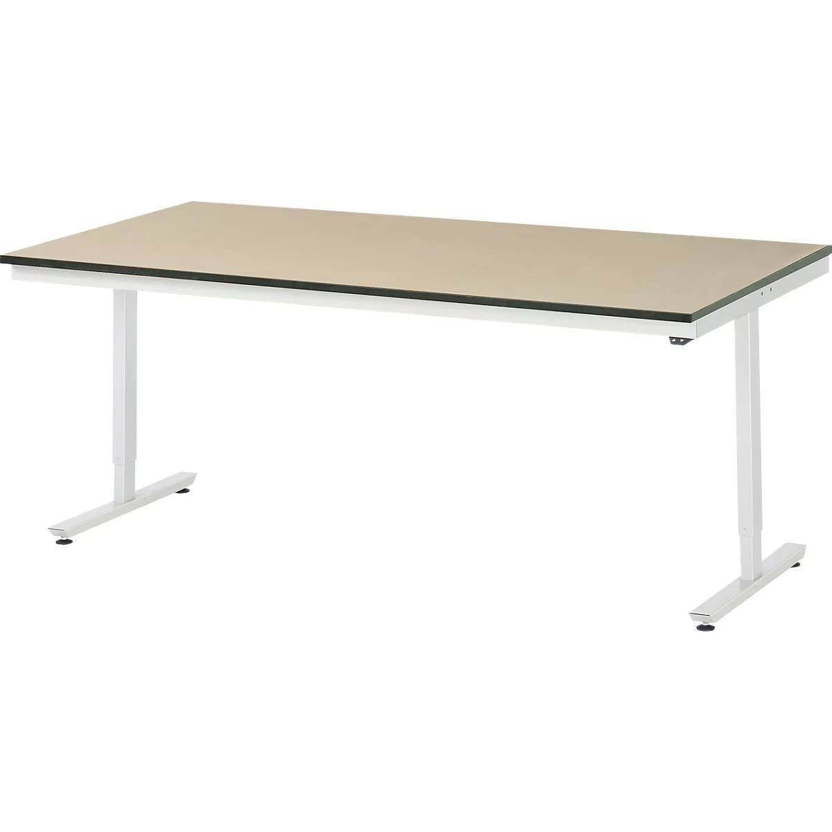 Rau Adlatus werktafel, elektrisch in hoogte verstelbaar, 22 mm MDF blad, tot 150 kg, B 2000 x D 1000 x H 720-1120 mm, bruin/lichtgrijs