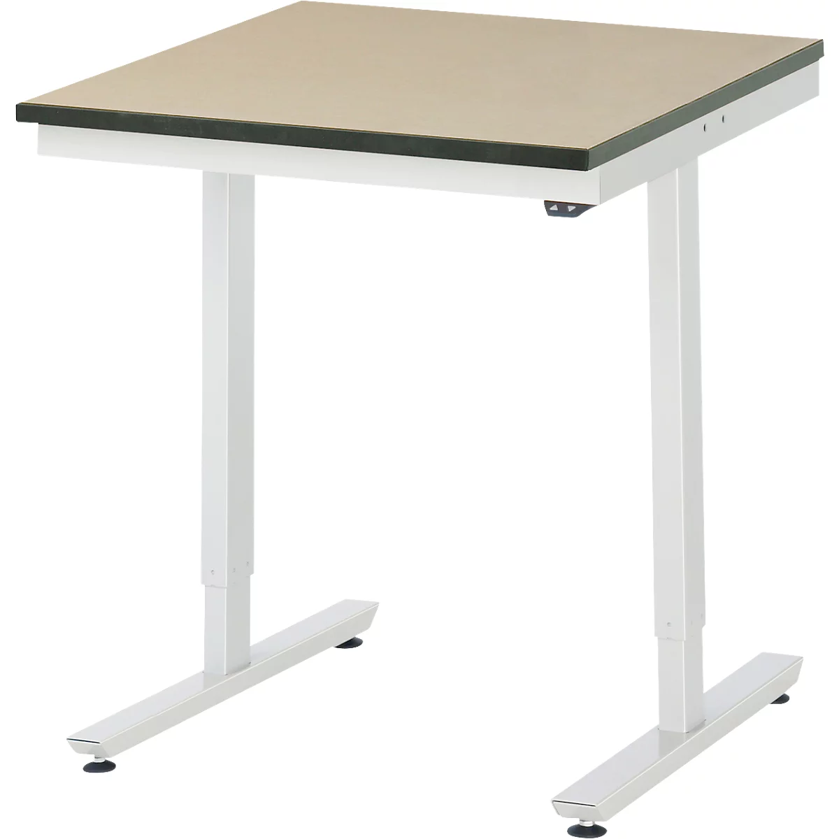 Rau Adlatus werktafel, elektrisch in hoogte verstelbaar, 22 mm MDF blad, tot 150 kg, B 750 x D 800 x H 720-1120 mm, bruin/lichtgrijs
