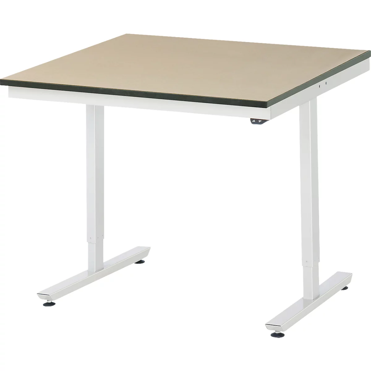 Rau Adlatus werktafel, elektrisch in hoogte verstelbaar, 22 mm MDF-plaat, tot 150 kg, B 1000 x D 1000 x H 720-1120 mm, bruin/lichtgrijs