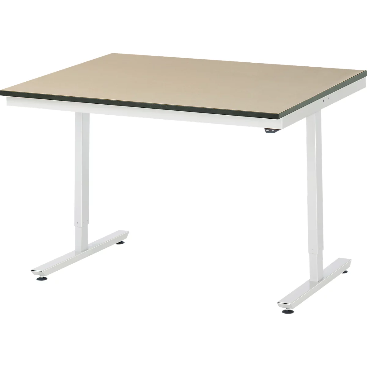 Rau Adlatus werktafel, elektrisch in hoogte verstelbaar, 22 mm MDF-plaat, tot 150 kg, B 1250 x D 1000 x H 720-1120 mm, bruin/lichtgrijs