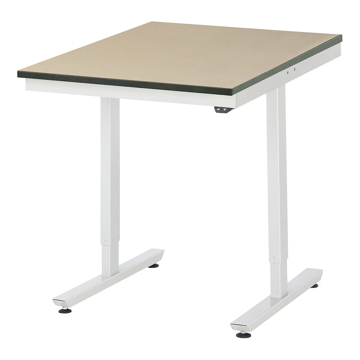 Rau Adlatus werktafel, elektrisch in hoogte verstelbaar, 22 mm MDF-plaat, tot 150 kg, B 750 x D 1000 x H 720-1120 mm, bruin/lichtgrijs