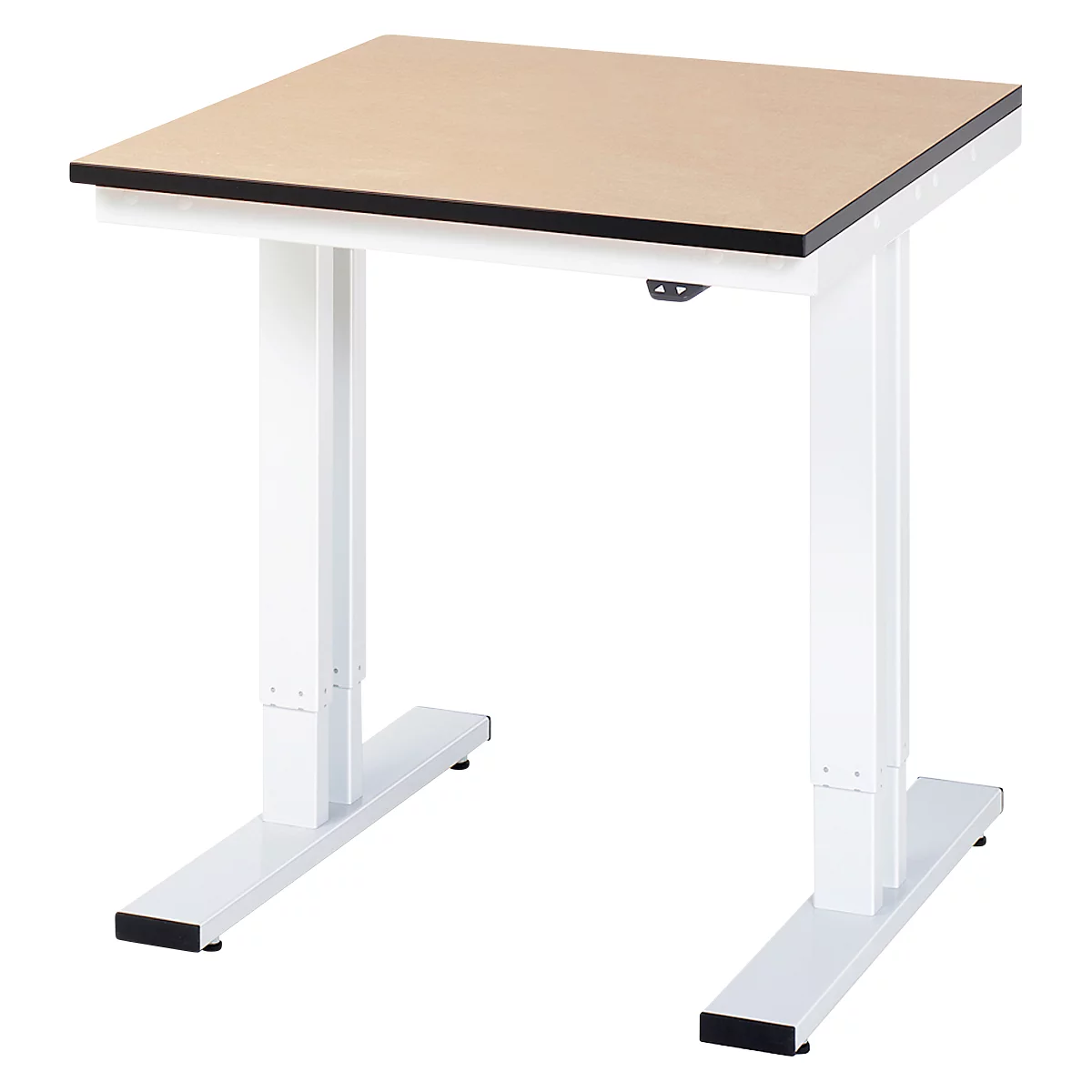 Rau Adlatus werktafel, elektrisch in hoogte verstelbaar, 22 mm MDF-plaat, tot 300 kg, B 750 x D 800 x H 720-1120 mm, bruin/lichtgrijs