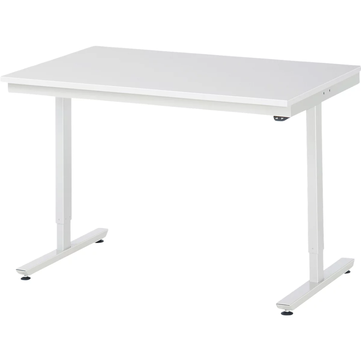 Rau Adlatus werktafel, elektrisch in hoogte verstelbaar, 22 mm spaanplaat met melamine bekleding, tot 150 kg, B 1250 x D 800 x H 720-1120 mm, lichtgrijs